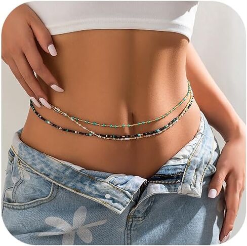 African Waist Beads for Women Layered, Belly Beads for The Waist Weight Loss, Permanent Plus Size Waist Beads in Saudi Arabia