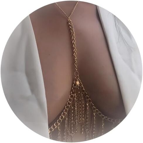 مجوهرات الجسم للنساء سلسلة الجسم مجوهرات مكتنزة سلسلة الجسم حجر الراين شرابة الصدرية سلسلة الذهب بيكيني مجوهرات الجسم شاطئ الصيف مجوهرات الحفلات للنساء in Kuwait