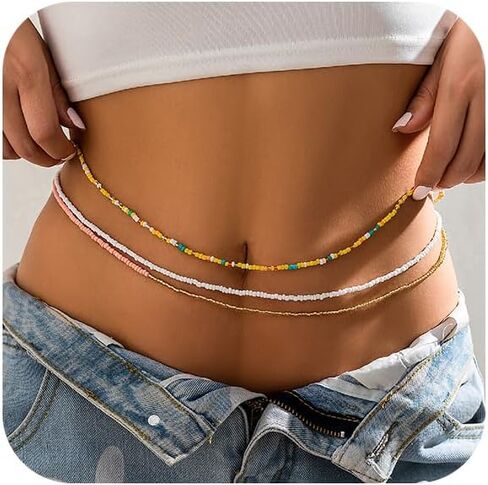African Waist Beads for Women Layered, Belly Beads for The Waist Weight Loss, Permanent Plus Size Waist Beads in Saudi Arabia