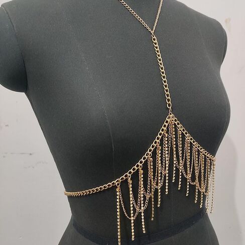 مجوهرات الجسم للنساء سلسلة الجسم مجوهرات مكتنزة سلسلة الجسم حجر الراين شرابة الصدرية سلسلة الذهب بيكيني مجوهرات الجسم شاطئ الصيف مجوهرات الحفلات للنساء in Kuwait