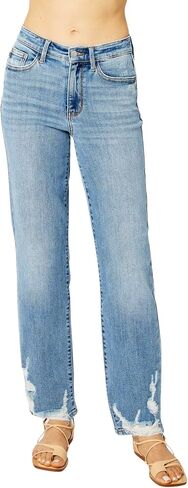 Judy Blue Women's High Waisted Straight Leg Jeans w/Heavy Destroy in Saudi Arabia