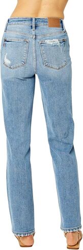 Judy Blue Women's High Waisted Straight Leg Jeans w/Heavy Destroy in Saudi Arabia