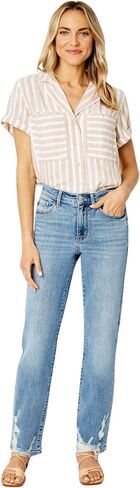 Judy Blue Women's High Waisted Straight Leg Jeans w/Heavy Destroy in Saudi Arabia