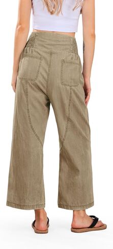 CHARTOU Denim Harem Pants for Women Loose Fit Wide Leg Cropped Barrel Jeans in Kuwait