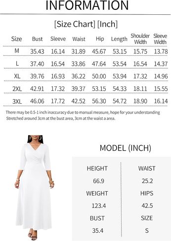 FANDEE Women's Maxi Dress Casual Boho A Line Wedding Guest Cocktail Tea Long Dresses Flowy 3/4 Sleeve V Neck with Pockets in Saudi Arabia