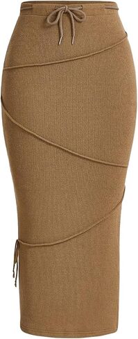 GORGLITTER Women's Knit Slit Bodycon Maxi Skirt with Slit High Waisted Pencil Long Skirts in Saudi Arabia