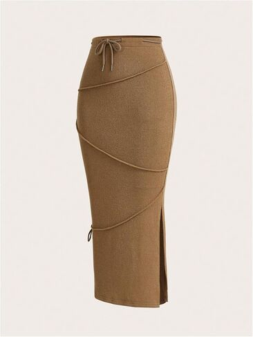 GORGLITTER Women's Knit Slit Bodycon Maxi Skirt with Slit High Waisted Pencil Long Skirts in Saudi Arabia
