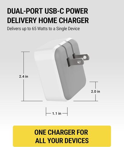 SCOSCHE HPDC60 Powervolt 60W USB Type-C Wall Charger Compatible with All Power Delivery 3.0, 2.0 and Standard USB-C Devices in Black in Kuwait