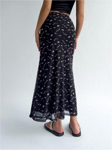 GORGLITTER Women's Y2k Fall Flowy Floral Long Skirt High Waisted Maxi Skirts in Saudi Arabia