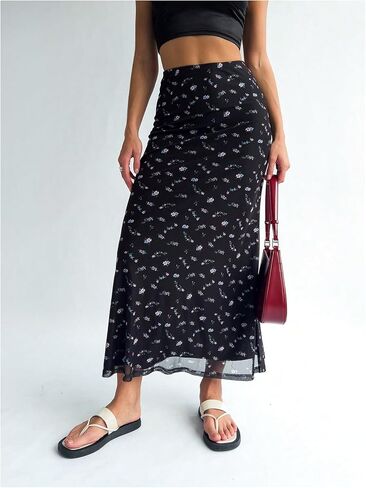 GORGLITTER Women's Y2k Fall Flowy Floral Long Skirt High Waisted Maxi Skirts in Saudi Arabia