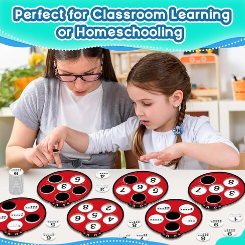 Math Games for Kids, Math Manipulatives Kindergarten Preschool Counting Toys, Ten Frame Set Addition and Subtraction Flash Cards Matching Bingo Number Games Homeschool Classroom Must Haves in Saudi Arabia
