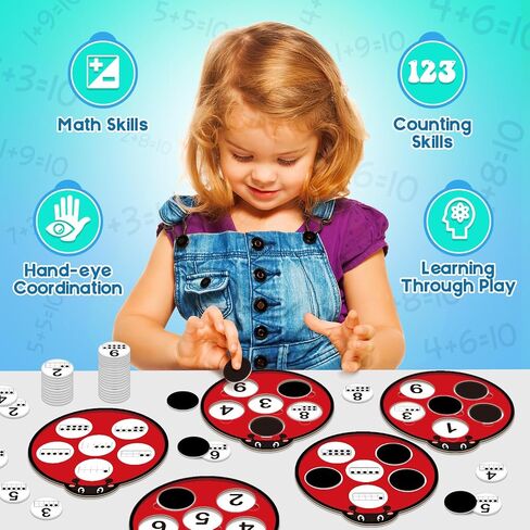 Math Games for Kids, Math Manipulatives Kindergarten Preschool Counting Toys, Ten Frame Set Addition and Subtraction Flash Cards Matching Bingo Number Games Homeschool Classroom Must Haves in Saudi Arabia