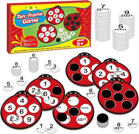 Math Games for Kids, Math Manipulatives Kindergarten Preschool Counting Toys, Ten Frame Set Addition and Subtraction Flash Cards Matching Bingo Number Games Homeschool Classroom Must Haves in Saudi Arabia