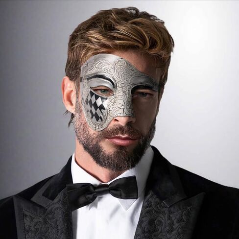 OIDEA Masquerade Mask for Men: Phantom Of The Opera Mask One Eyed Half Face Mask Party Mardi Gras Carnival Venetian Mask in Kuwait