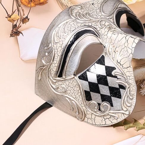 OIDEA Masquerade Mask for Men: Phantom Of The Opera Mask One Eyed Half Face Mask Party Mardi Gras Carnival Venetian Mask in Kuwait
