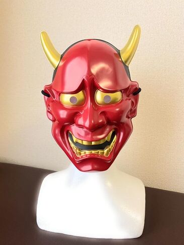 Samurai Oni Mask Hannya Mask Japanese Scary Demon Halloween Costume Ninja Warrior Evil Cosplay Props, Red in Saudi Arabia