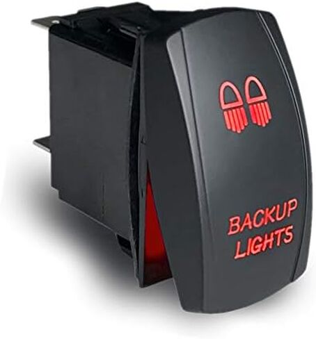 مفتاح تشغيل وإيقاف تشغيل MGI SpeedWare LED Rocker، 20 أمبير 12 فولت تيار مستمر، 5 دبابيس مع أسلاك توصيل، مصابيح زومبي محفورة بالليزر (أحمر) in Saudi Arabia
