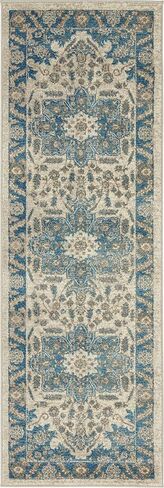 سجادة منطقة الحدود مستوحاة من مجموعة Loom Salzburg الكلاسيكية التقليدية ذات التصميم الشرقي، مقاس 5 أقدام مربعة، بيج/أزرق in Saudi Arabia