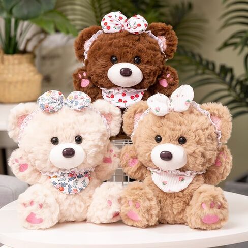 Cute Bear Plush Toy, Kawaii Stuffed Bears Plush with Bowknots, Cute Plush Teddy Bear, Stuffed Teddy Bears Plush for Kids Boys Girls Birthday Gift Ideas in Saudi Arabia