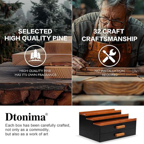 Wooden Cologne Stand Organizer for Men: 3 Tier Perfume Stand with 2 Drawer, Cologne Holder with Hidden Compartment, Cologne and Accessories Organization, Storage Display Risers, Great Gift for Man in Kuwait