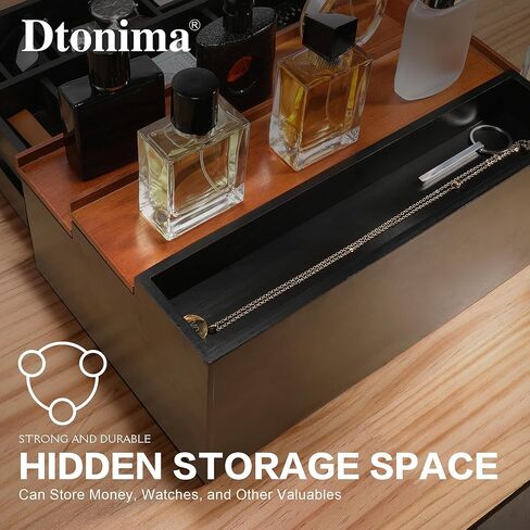 Wooden Cologne Stand Organizer for Men: 3 Tier Perfume Stand with 2 Drawer, Cologne Holder with Hidden Compartment, Cologne and Accessories Organization, Storage Display Risers, Great Gift for Man in Kuwait