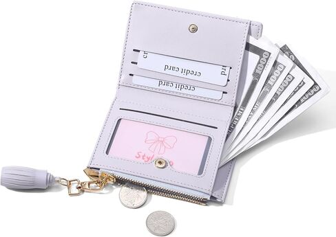 Fashion Wallets Girls Cute Small Bow Wallet Aesthetic Card Holder Bifold Wallet Coin Purse Cash Pocket with Zipper for Women in Saudi Arabia