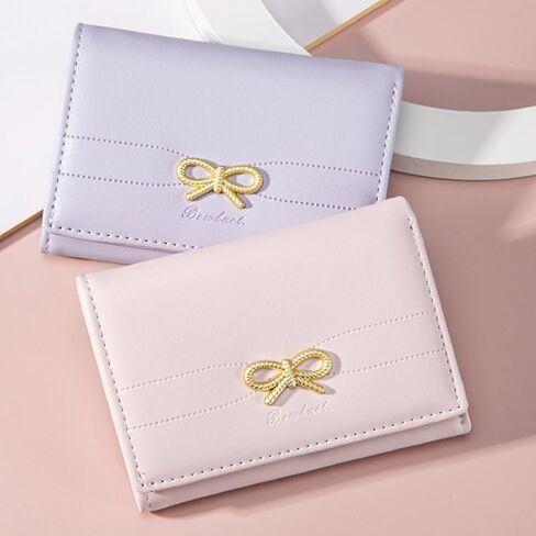 Fashion Wallets Girls Cute Small Bow Wallet Aesthetic Card Holder Bifold Wallet Coin Purse Cash Pocket with Zipper for Women in Saudi Arabia