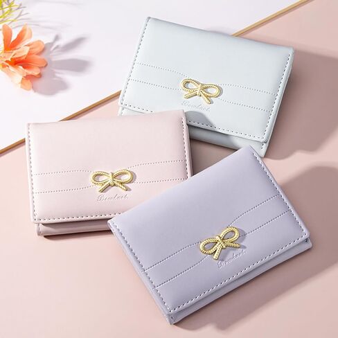 Fashion Wallets Girls Cute Small Bow Wallet Aesthetic Card Holder Bifold Wallet Coin Purse Cash Pocket with Zipper for Women in Saudi Arabia