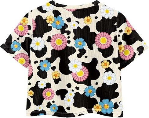 Girls Fashion Crewneck Tee Shirts Casual Short Sleeve Crop Top Summer Outfits 5-14 Years Old in Saudi Arabia