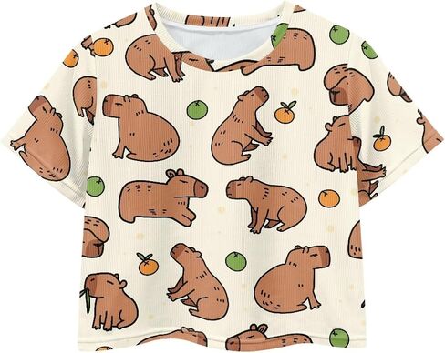 Girls Fashion Crewneck Tee Shirts Casual Short Sleeve Crop Top Summer Outfits 5-14 Years Old in Saudi Arabia