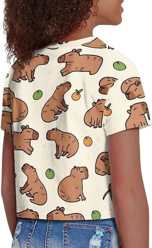 Girls Fashion Crewneck Tee Shirts Casual Short Sleeve Crop Top Summer Outfits 5-14 Years Old in Saudi Arabia