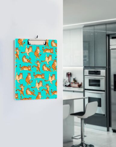 WIRESTER Acrylic Clipboard 12.5 x 9 inches, Standard A4 Letter Size Clip Board for Classroom School Office, Cute Clipboard for Men Women Student Teacher - Orange Tabby Cat Funny Playful Postures in Saudi Arabia