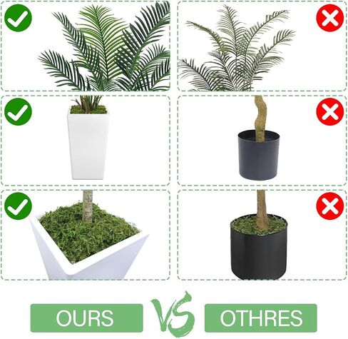 Artificial Palm Tree 5FT, Faux Palm Tree with Tall White Planter, Realistic Leaves & Natural Wood Trunk, Ideal for Home Decor and Housewarming Gift in Saudi Arabia