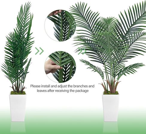 Artificial Palm Tree 5FT, Faux Palm Tree with Tall White Planter, Realistic Leaves & Natural Wood Trunk, Ideal for Home Decor and Housewarming Gift in Saudi Arabia