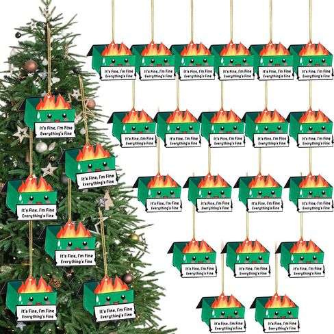 Sieral 6 Pcs Christmas Dumpster Fire Hanging Ornament Bulk Emotional Support Positive Funny Pendant Employee Appreciation Gift Thank You Gifts for Team Coworkers Teacher Xmas Tree Decor (Green) in Saudi Arabia