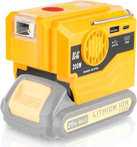 350W Power Inverter for Milwaukee M18 18V Li-ion Battery, 4-Port 20V to 120V Pure Sine Wave Inverter with LED Light, 3 USB-A Port, 1 USB-C Port, 1 DC Port, Power Station for Outdoor Camping(Tool Only) in Saudi Arabia