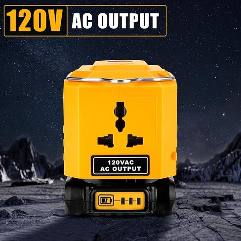350W Power Inverter for Milwaukee M18 18V Li-ion Battery, 4-Port 20V to 120V Pure Sine Wave Inverter with LED Light, 3 USB-A Port, 1 USB-C Port, 1 DC Port, Power Station for Outdoor Camping(Tool Only) in Saudi Arabia