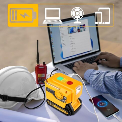 350W Power Inverter for Milwaukee M18 18V Li-ion Battery, 4-Port 20V to 120V Pure Sine Wave Inverter with LED Light, 3 USB-A Port, 1 USB-C Port, 1 DC Port, Power Station for Outdoor Camping(Tool Only) in Saudi Arabia