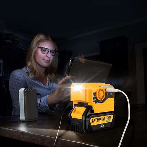 350W Power Inverter for Milwaukee M18 18V Li-ion Battery, 4-Port 20V to 120V Pure Sine Wave Inverter with LED Light, 3 USB-A Port, 1 USB-C Port, 1 DC Port, Power Station for Outdoor Camping(Tool Only) in Saudi Arabia