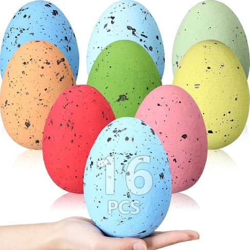 Liliful 16 Pcs 6 Inch Foam Easter Egg Decoration 8 Color Large Decor Easter Eggs Polystyrene Foam Easter Eggs for Crafts Mixed Color Speckled Eggs for Easter Party Kids Home Photo Prop(Bright Color) in Saudi Arabia