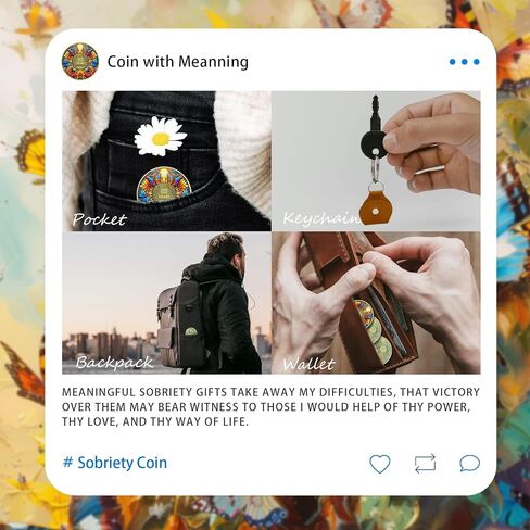 Delicate Sunflower 21 Year Sobriety Coin - 21 Year Recovery Butterfly AA Coins - One Day at A Time NA HA AA Chips and Medallions - 1-40 Years Living Clean Alcoholics Anonymous Gifts for Men Women in Saudi Arabia