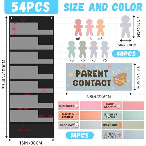 55 Pcs Student Behavior Clip Chart for Classroom Management Student Reward Pocket Chart Hanging Incentive Behavior Bulletin Board with Cards Teacher Supplies for School Office(Boho Style) in Saudi Arabia