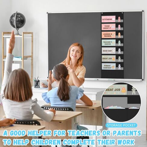 55 Pcs Student Behavior Clip Chart for Classroom Management Student Reward Pocket Chart Hanging Incentive Behavior Bulletin Board with Cards Teacher Supplies for School Office(Boho Style) in Saudi Arabia
