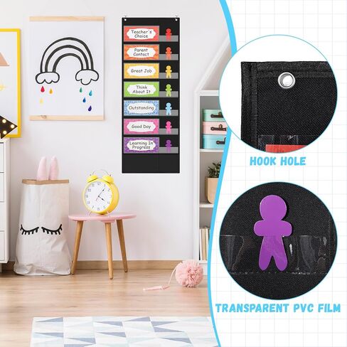 55 Pcs Student Behavior Clip Chart for Classroom Management Student Reward Pocket Chart Hanging Incentive Behavior Bulletin Board with Cards Teacher Supplies for School Office(Boho Style) in Saudi Arabia