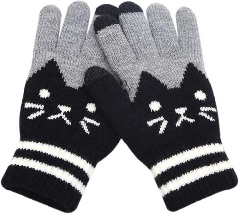 ANKOMINA Women Men Winter Touch Screen Gloves Warm Knit Texting Gloves Touchscreen Mittens,Cat in Saudi Arabia