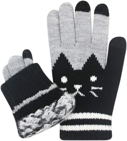 ANKOMINA Women Men Winter Touch Screen Gloves Warm Knit Texting Gloves Touchscreen Mittens,Cat in Saudi Arabia
