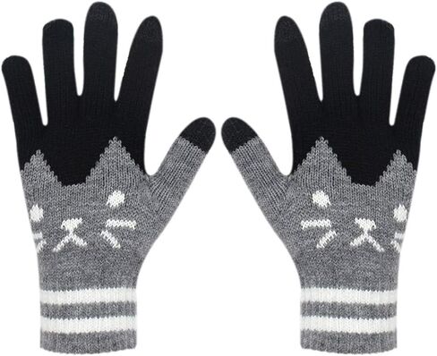 ANKOMINA Women Men Winter Touch Screen Gloves Warm Knit Texting Gloves Touchscreen Mittens,Cat in Saudi Arabia