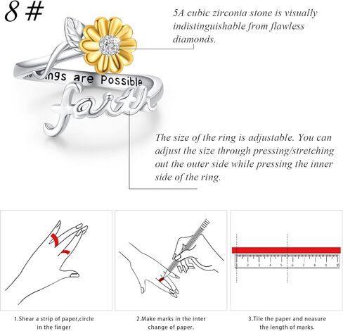 cuoka الفضة عباد الشمس الإيمان حلقة القلق، قابل للتعديل أنت بلدي أشعة الشمس المفتوحة الإيمان الدائري المسيحية الملهمة الحوافز الحلي الهدايا للنساء (خاتم الإيمان عباد الشمس) in Kuwait