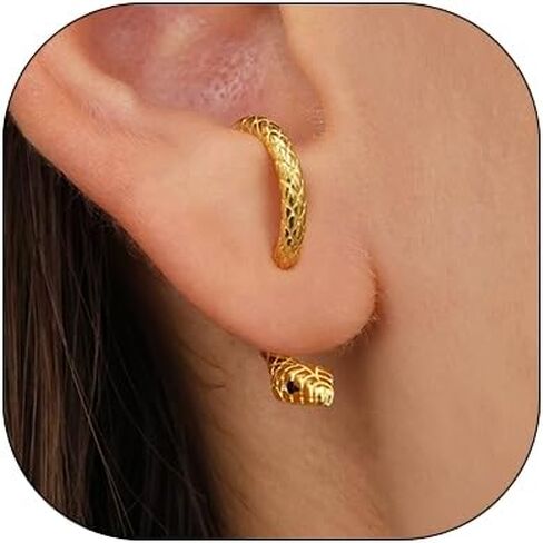 Gothic Snake Earrings Punk Silver Gold Black Snake Earrings Personalized Perforated Snake Earrings for Women in Kuwait