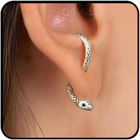 Gothic Snake Earrings Punk Silver Gold Black Snake Earrings Personalized Perforated Snake Earrings for Women in Saudi Arabia